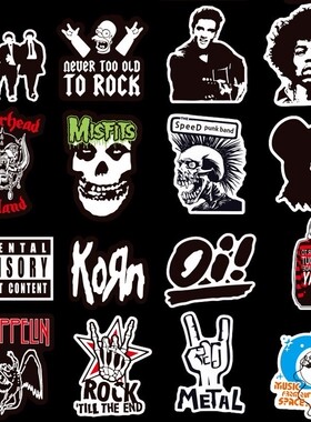 100Pcs Rock Sticker Music Retro Band Graffiti JDM Stickers