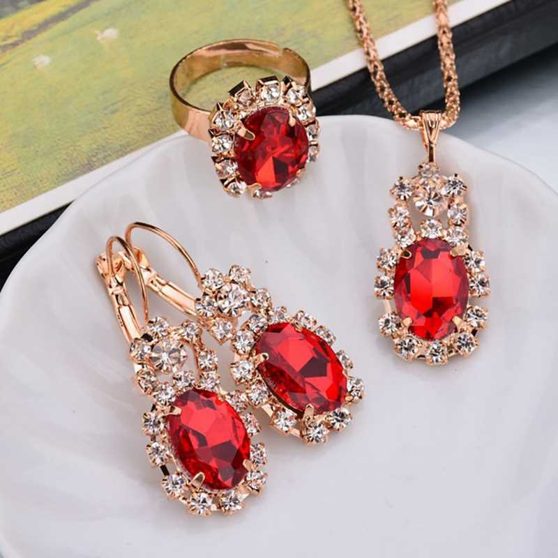 Fashion Hot-selling Elliptic Gem Claw Chain Set Crystal Neck-图0