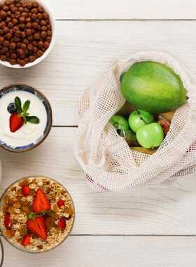 9Pcs Organic Cotton Mesh Produce Bags Reusable Washable Stor