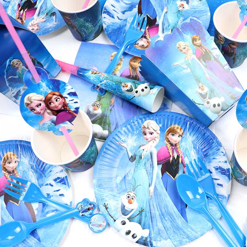 Frozen Party Blue Cartoon Characters Themes Disposable Cutle - 图0