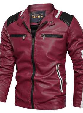 2022 Men's Leather Jackets High Quality Stand Collar Jac
