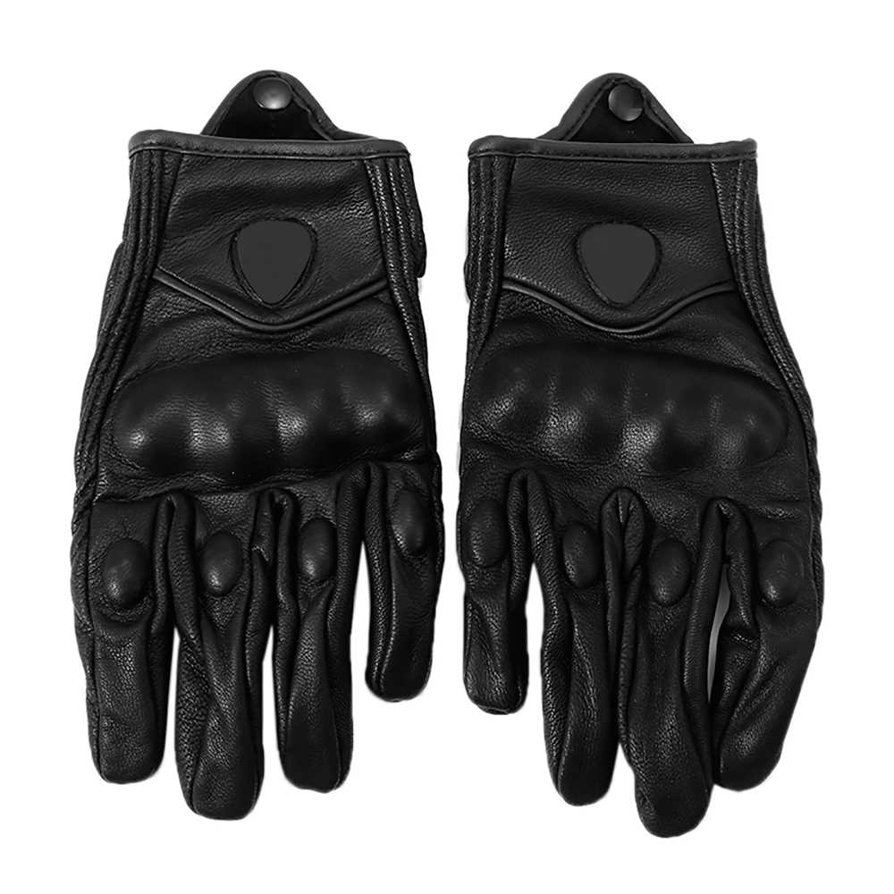 Pair Of Leather Motorcycle Racing Gloves Waterproof Windproo - 图3