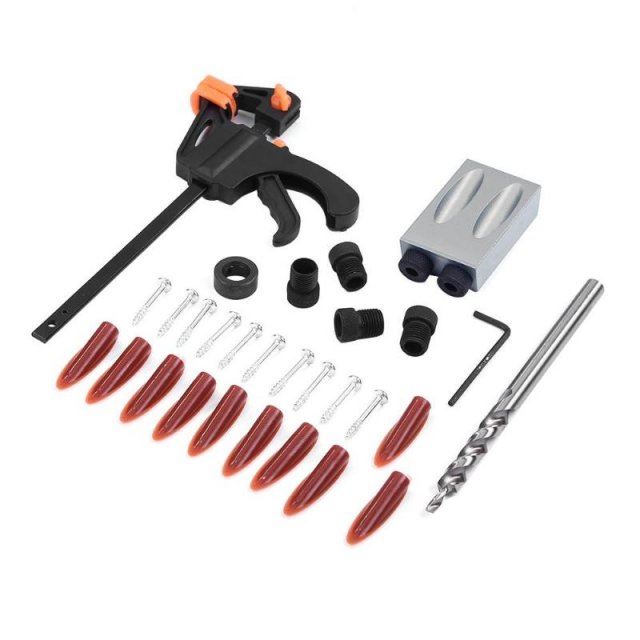 Woodworking Pocket Hole Jig Kit Drill Guide Set Hole Puncher - 图0