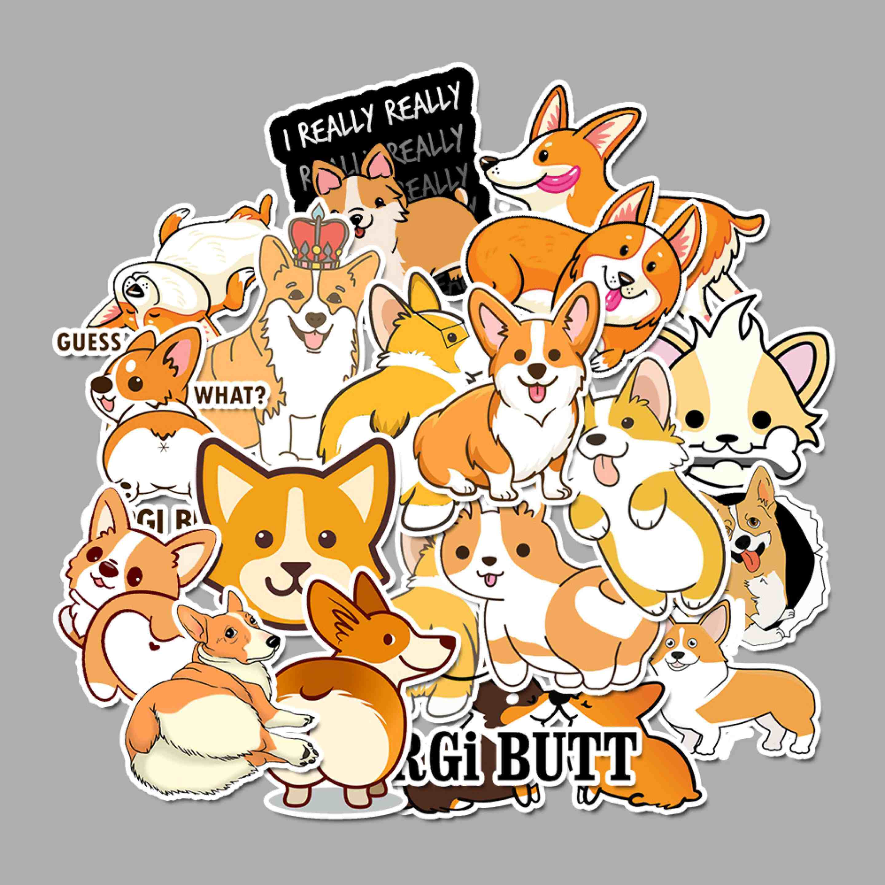 50pcs cute animal dog corgi waterproof sticker pet dog deco - 图1