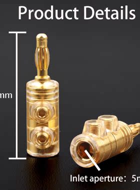 8Pcs Hi-end Audio Cable Banana Plug Pure Copper Plated Solde