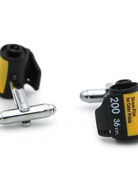 Men	s Camera Roll Film Cuff Links Copper Material Black C