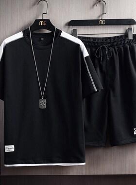 Men's Summer Tracksuit Sportswear Short Sleeve T Shirts+Shor