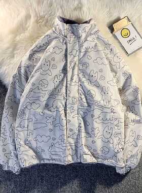 Double-sided wearable winter plush jacket female cute cartoo