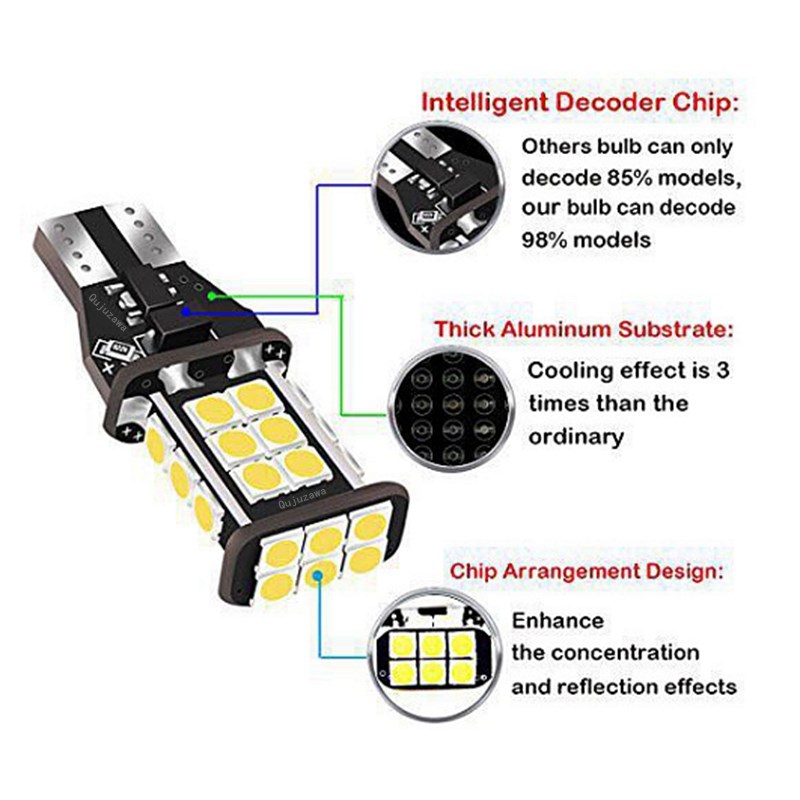 2PCS T15 W16W 921 912 Super Bright 1200Lm 00 D LED CANBS N - 图3