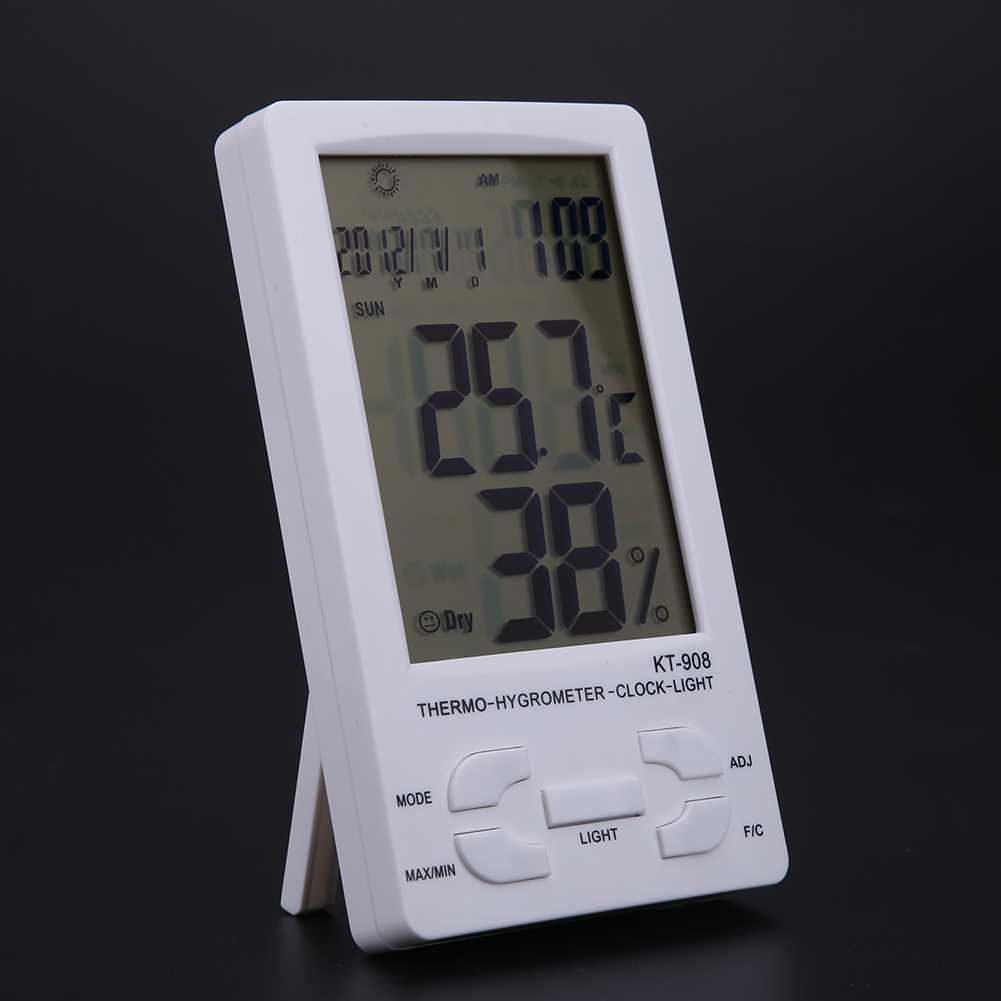 White Indoor/ LCD Thermometer Hygrometer Temperature Humidit - 图3