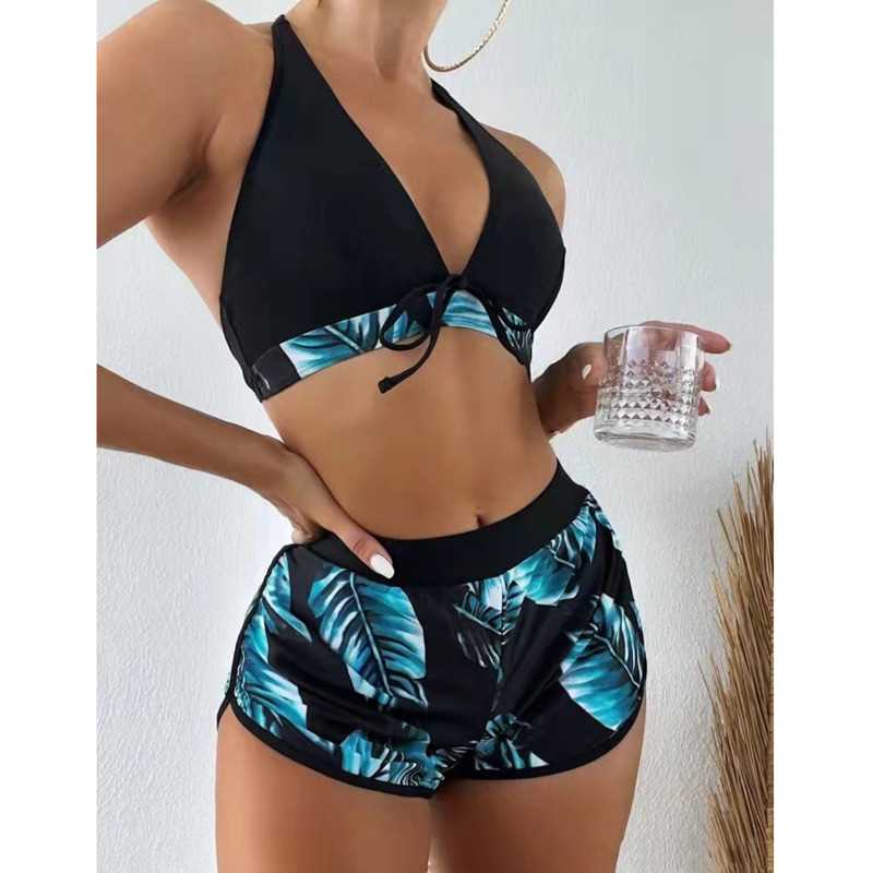 Summer Print Swimsuits Tankini Sets Female Swimwear Sports B-图0