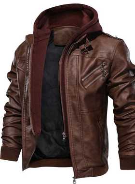 New autumn winter men's leather motorcycle jacket PU lea