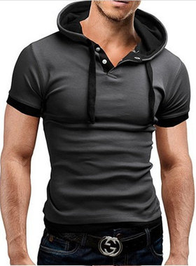 Men's T Shirt 2022 Summer Slim Fitness Hooded Short-