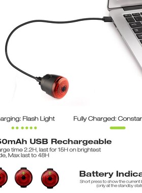 Smart LED Bicycle Light Rear Back Mtb Road Brake Light Signa
