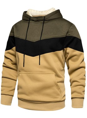 Men's Patchwork Hooded Sweatshirt Hoodies Clothing Casual Lo