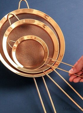 Stainless Steel Long Handle Flour Seive Strainer Rose Gold S