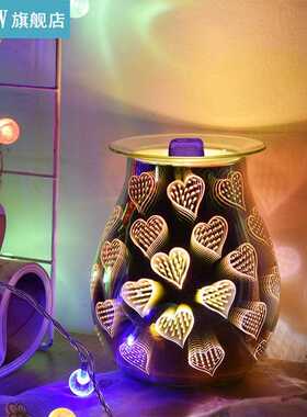 D Heart-Shaped Glass Aromatherapy Lamp Electric Aroma Lamp