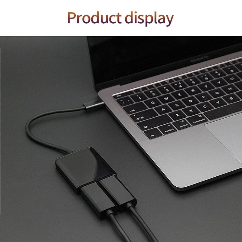 USB C Cable 4K x 2K Type C to 2 HDMI Converter Adapter Cable - 图1