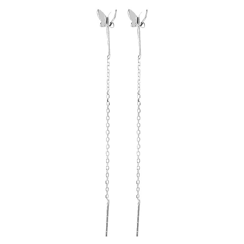 Long Tassel Butterfly Drop Earrings Silver Color 2021 Fashio - 图3