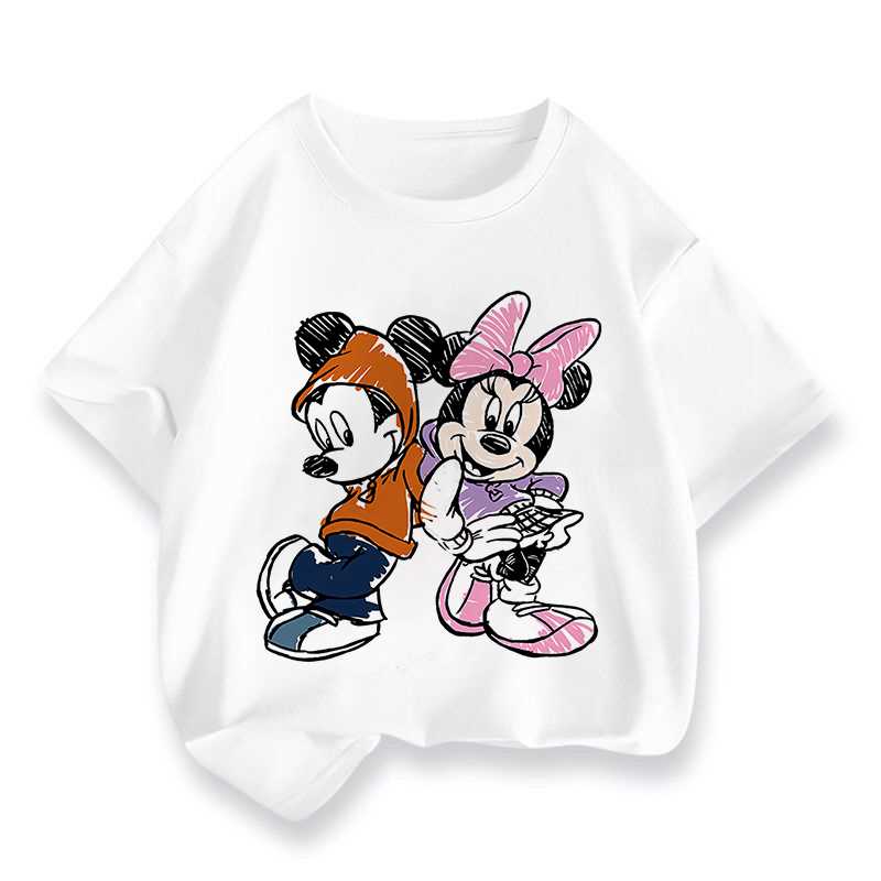 New Children's 4 Colors T Shirts Mickey Mouse Minnie Pri - 图1