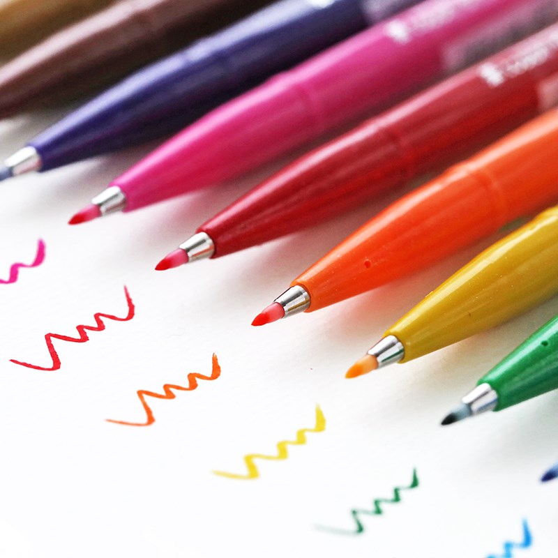 New Color 1pc Pentel Brush Sign Pens Fude Touch Pen Flexible-图1