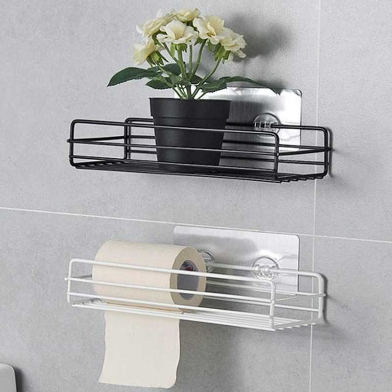 1/2 pcs Iron Bathroom Shelf Wall Mount No Drilling shower ro - 图2