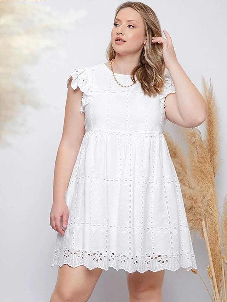 big Dress lady 3XL Print women Plus Size ladies Ruffles - 图1