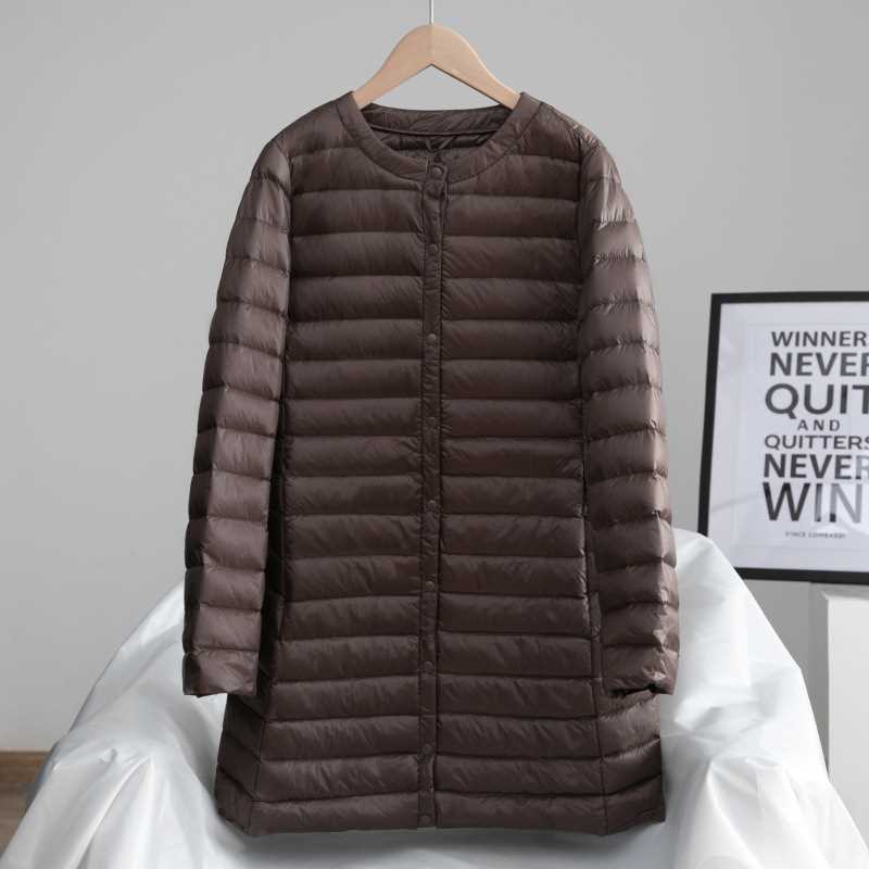 Women's Light Down Jacket Autumn Winter Long Large S - 图1