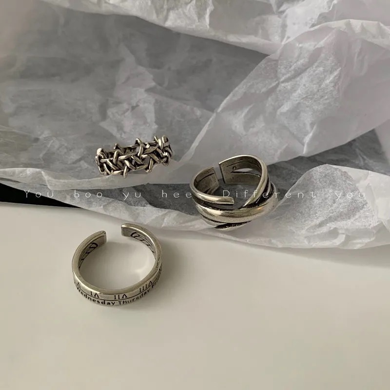 Rings Sets Resizeble for Women Aesthatic Grunge Vintage Open-图3