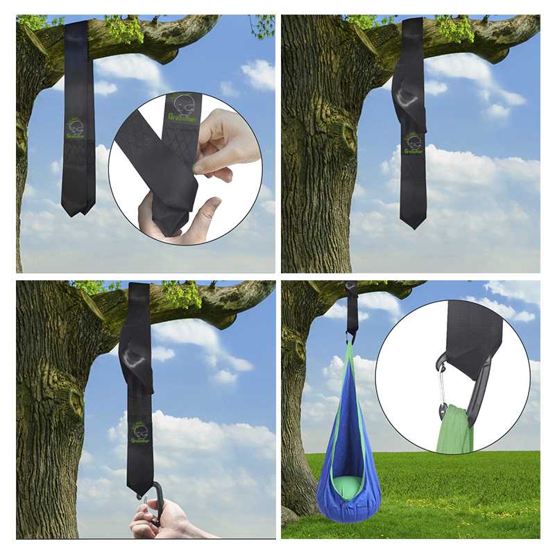 One Pair ree Swing Hanging Kit Hammock Straps Rope Carabiner - 图1