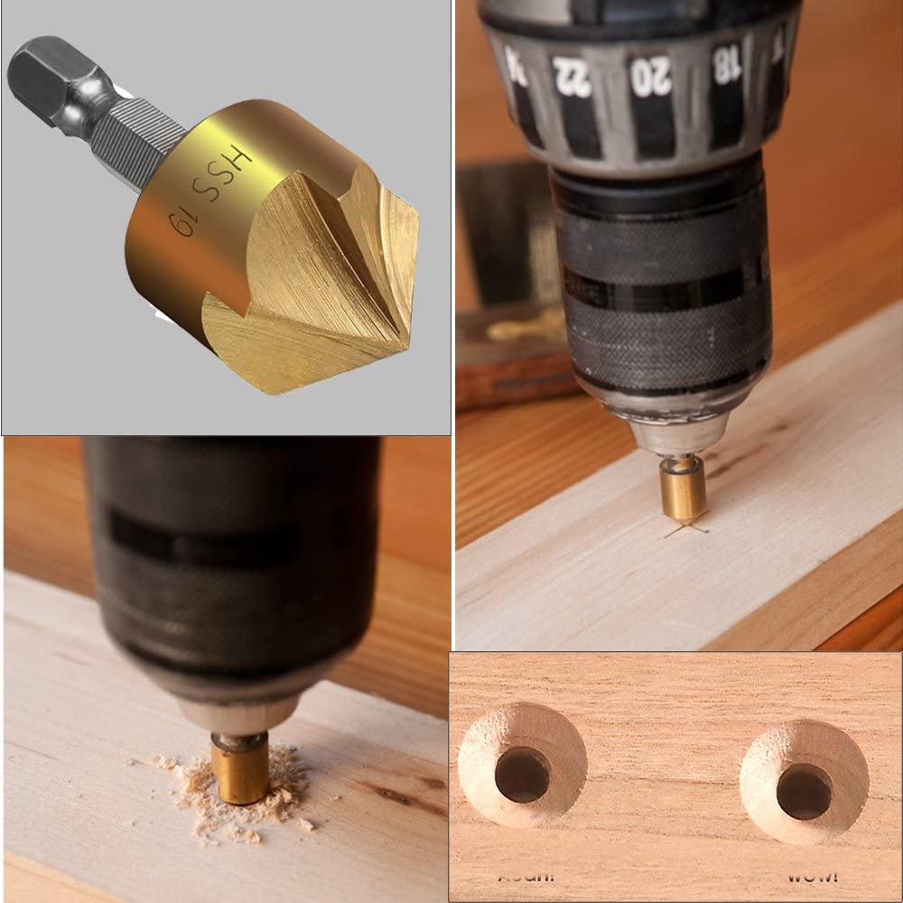 22pcs Woodworking Drilling or Chamfer tool Wood Plug cutter,-图3