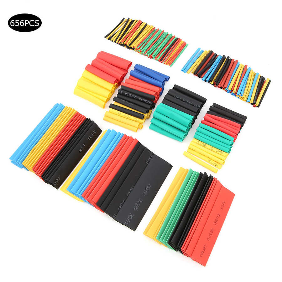 656pcs Waterproof Heat Shrink Tube Wire Wrap Sleeves Data In - 图1