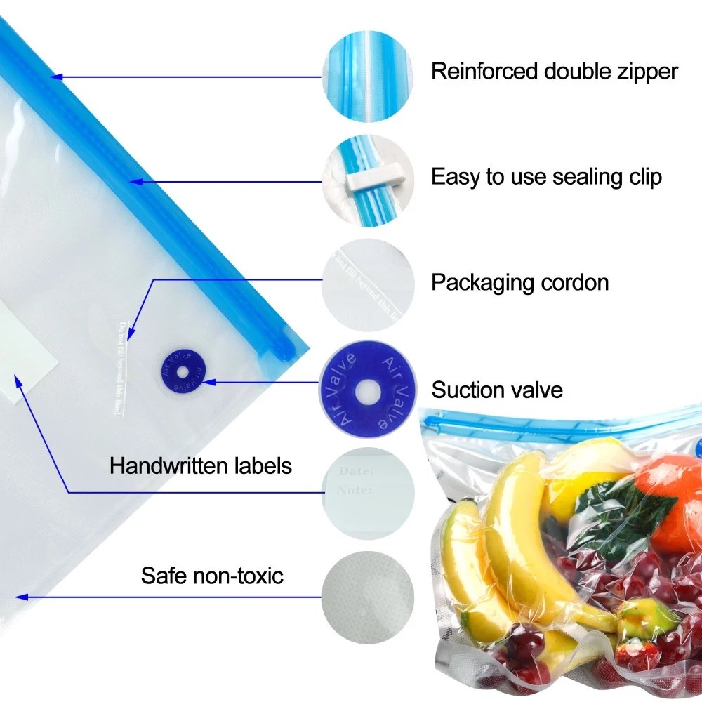 Vacuum Food Sealer Bags BPA free Sous Vide Bags Reusable Foo - 图0