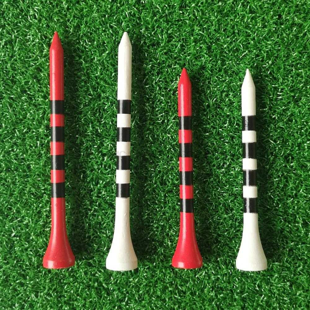 100pcs/Bag Bamboo Golf Tees Wite Red With Black Stripe Mark - 图2