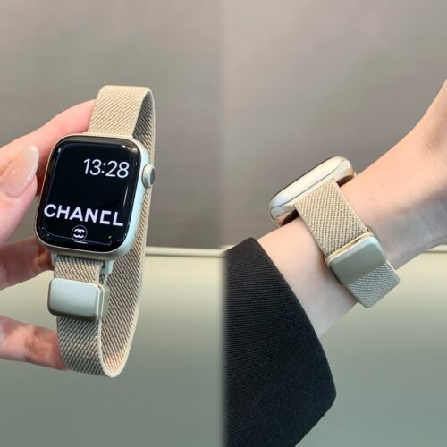 适用苹果手表iwatch10/s11表带百搭细款平纹编织磁吸扣applewatch - 图0