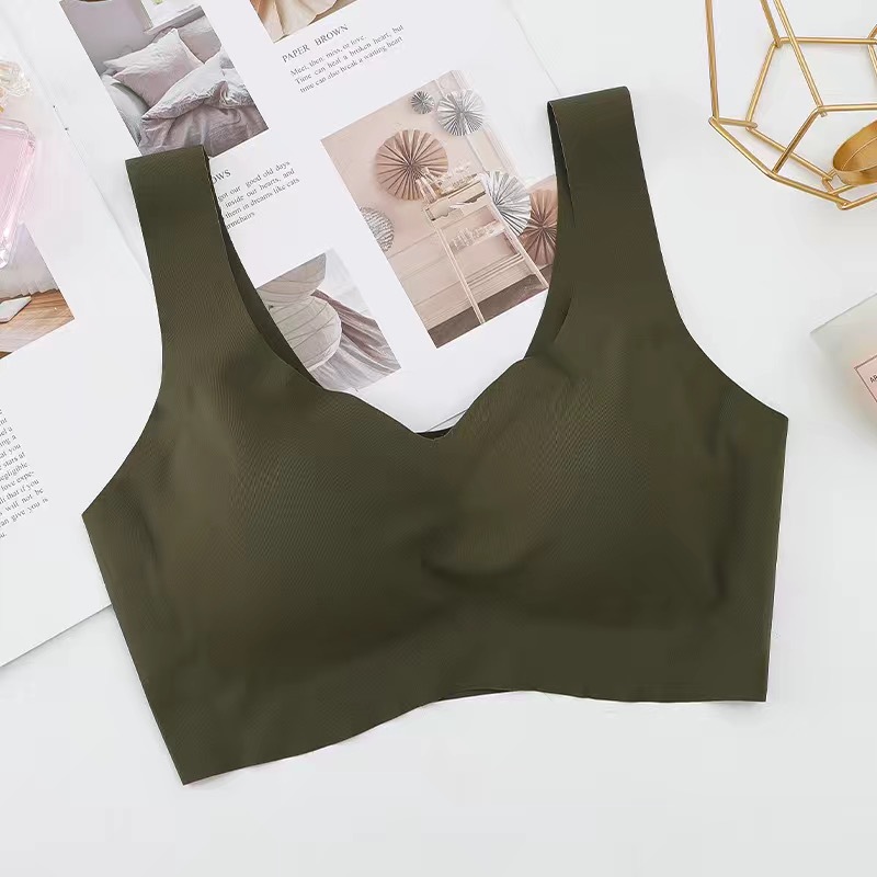 无痕内衣女聚拢文胸无钢圈无搭扣一片式冰丝美背心运动少女抹胸罩 - 图2