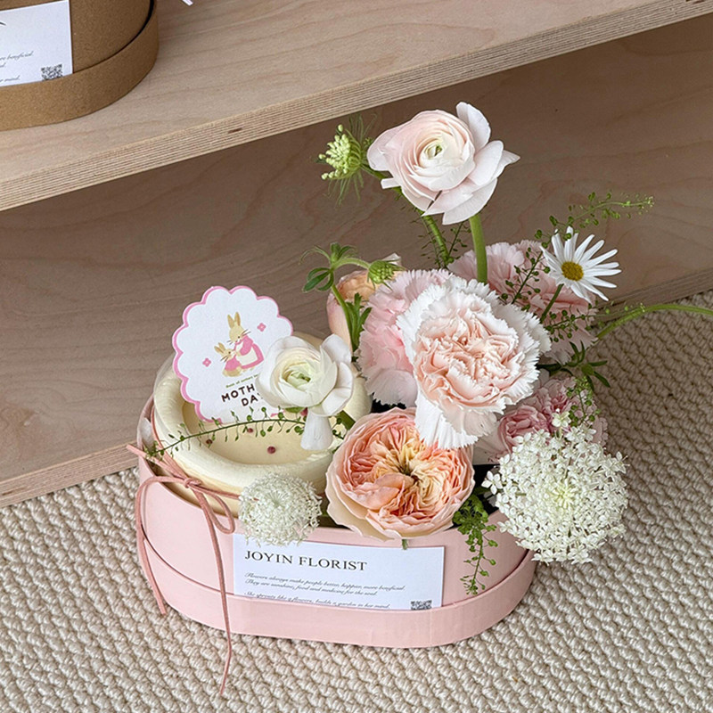 2025母亲节鲜花礼盒蛋糕装饰纸质椭圆形花盒妈妈节日伴手礼包装盒,淘宝优惠券,粉丝福利购,淘宝优惠卷