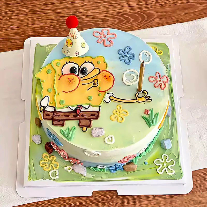 可爱海绵宝宝派大星手绘蛋糕装饰卡通迷你帽子小花小草亚克力插件,淘宝优惠券,粉丝福利购,淘宝优惠卷