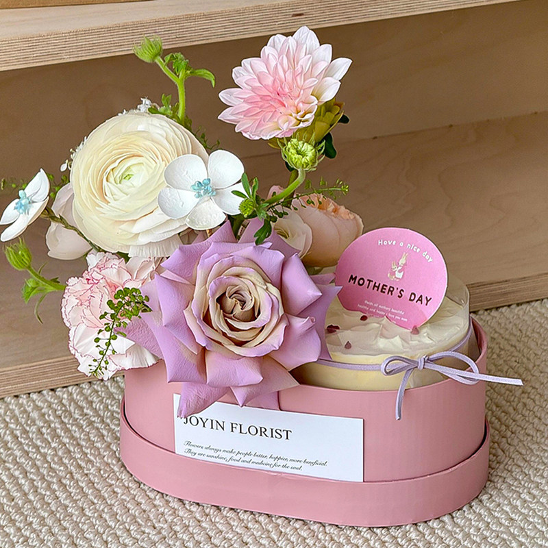 2025母亲节鲜花礼盒蛋糕装饰纸质椭圆形花盒妈妈节日伴手礼包装盒,淘宝优惠券,粉丝福利购,淘宝优惠卷