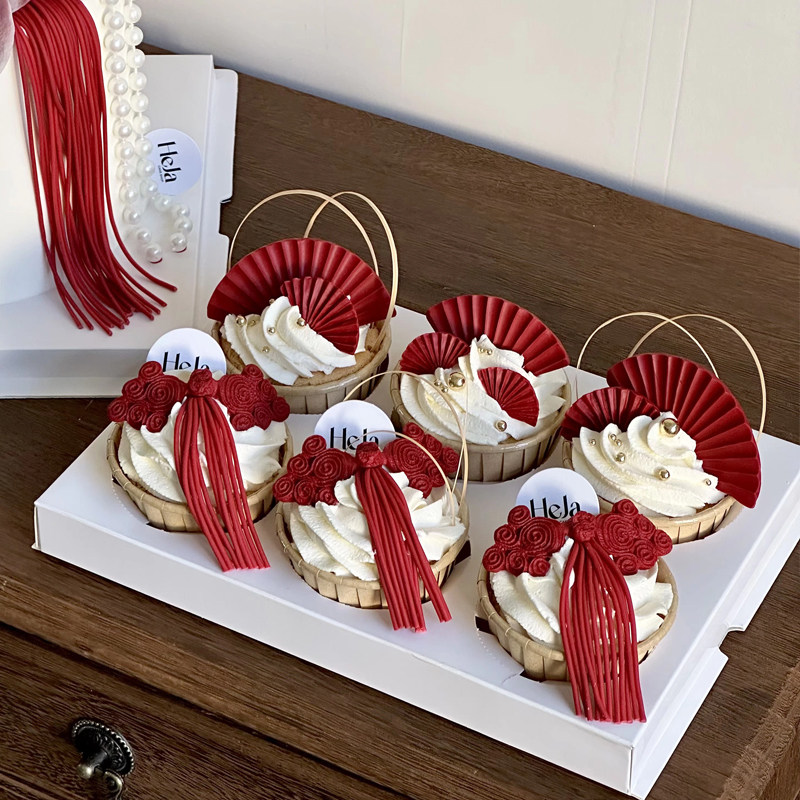 简约新中式蝴蝶兰甜品台纸杯蛋糕装饰吾家有喜结婚订婚宴扇子模具,淘宝优惠券,粉丝福利购,淘宝优惠卷
