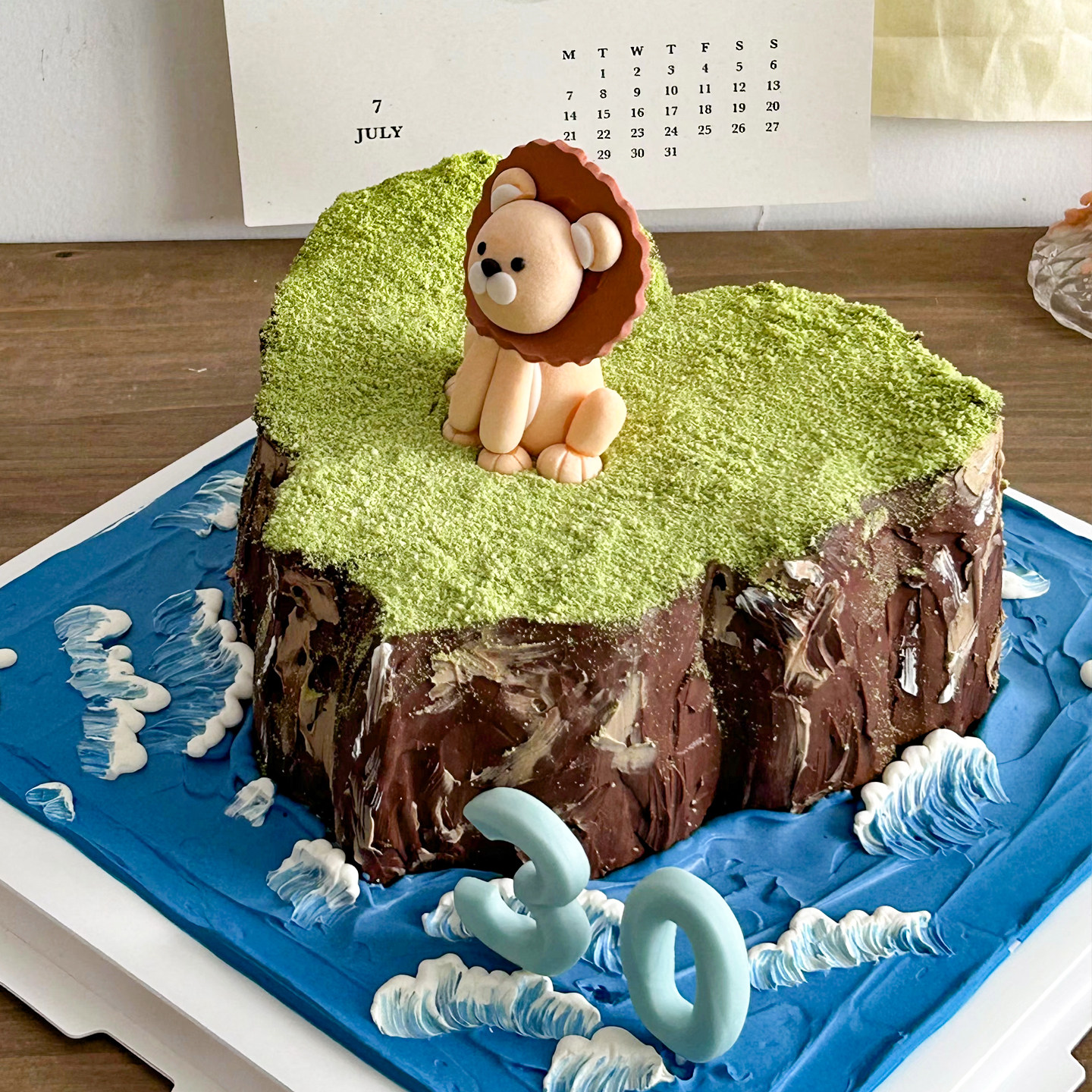 2025微景观山峰海上孤岛创意狮子座生日蛋糕装饰甜品动物摆件,淘宝优惠券,粉丝福利购,淘宝优惠卷