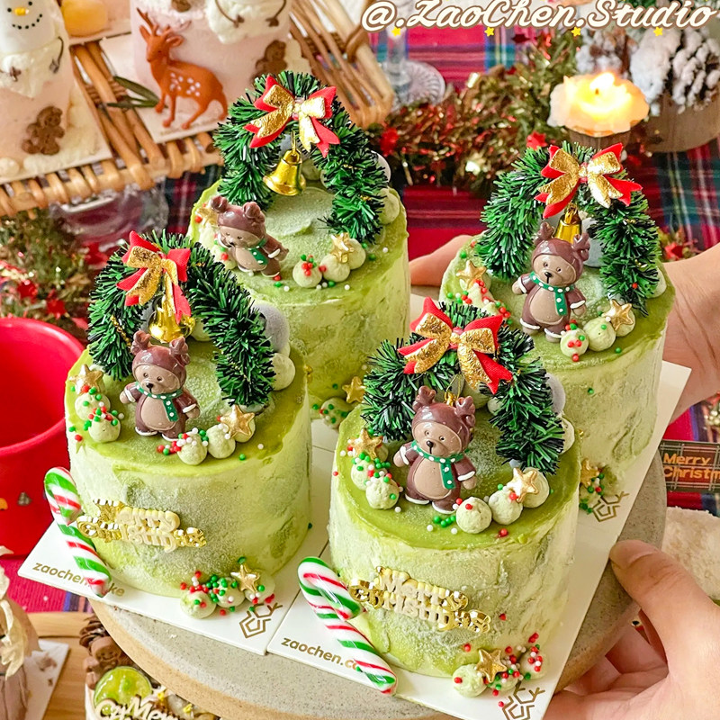 2025网红圣诞节拼盘蛋糕装饰主题迷你小蛋糕小熊蜡烛草圈圣诞树,淘宝优惠券,粉丝福利购,淘宝优惠卷