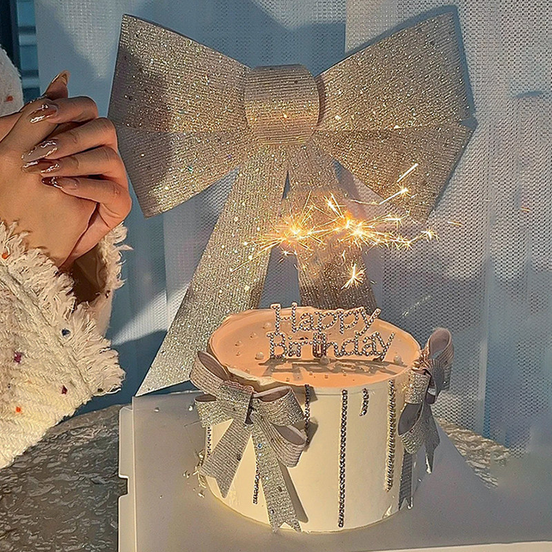 抱抱酱同款仙女生日纯色闪钻大蝴蝶结蛋糕装饰女神派对钻石hb插件,淘宝优惠券,粉丝福利购,淘宝优惠卷