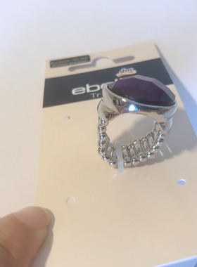 81原始内径约1.7Cm紫色多切面仿水晶圆形弹簧绳女士戒指