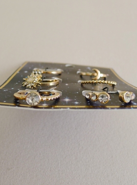 30一板戒指 金色简约女士戒指一板六个