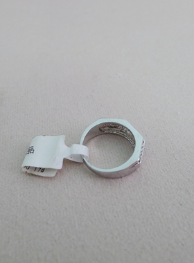 75C407小号17号内径1.7CM银色简约镶钻女士戒指
