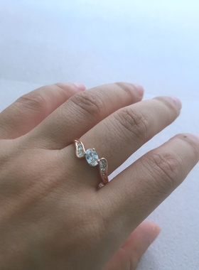 61内径1.8CM玫瑰金色细款镶钻锆石简约女士戒指