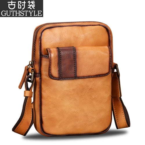 Ретро мужская барсетка, кожаная небольшая сумка, сумка через плечо, сумка на одно плечо, воловья кожа, из натуральной кожи