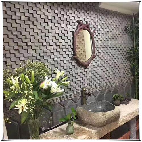 红马赛克款外墙砖红砖红砖防潮凹凸老背景墙艺术片方砖网格肌理砖 - 图0