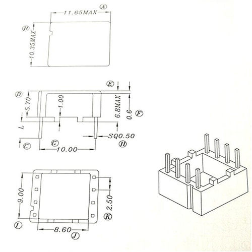 磁环电感外壳滤波器103壳子底座4+4针 - 图0